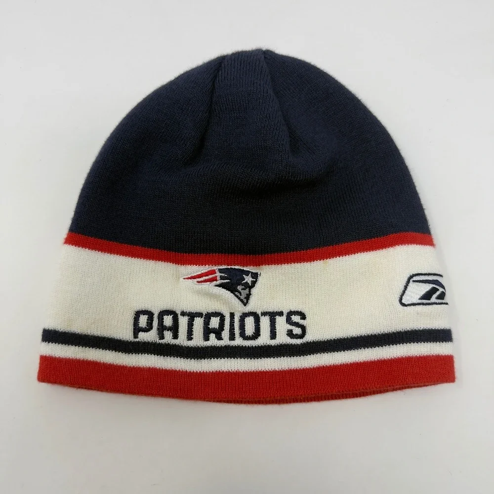 New‎ England Patriots NFL Football Beanie Hat Adult OSFA Red White Blue Reebok